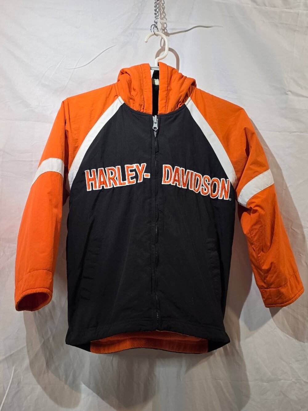 Harley-Davidson Kids Reversible Hooded Jacket Fleece Youth Size S 7-8 NWOT